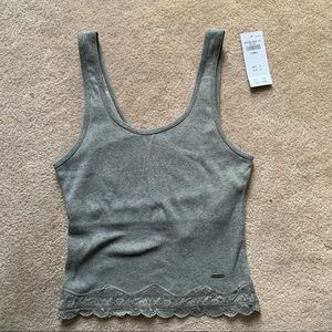 hollister grey ribbed tank top size xs